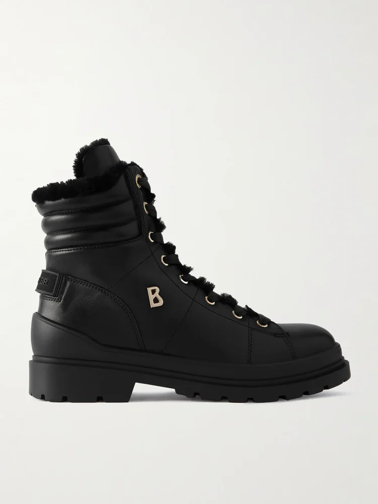 St. Moritz embellished shearling-lined leather ankle boots