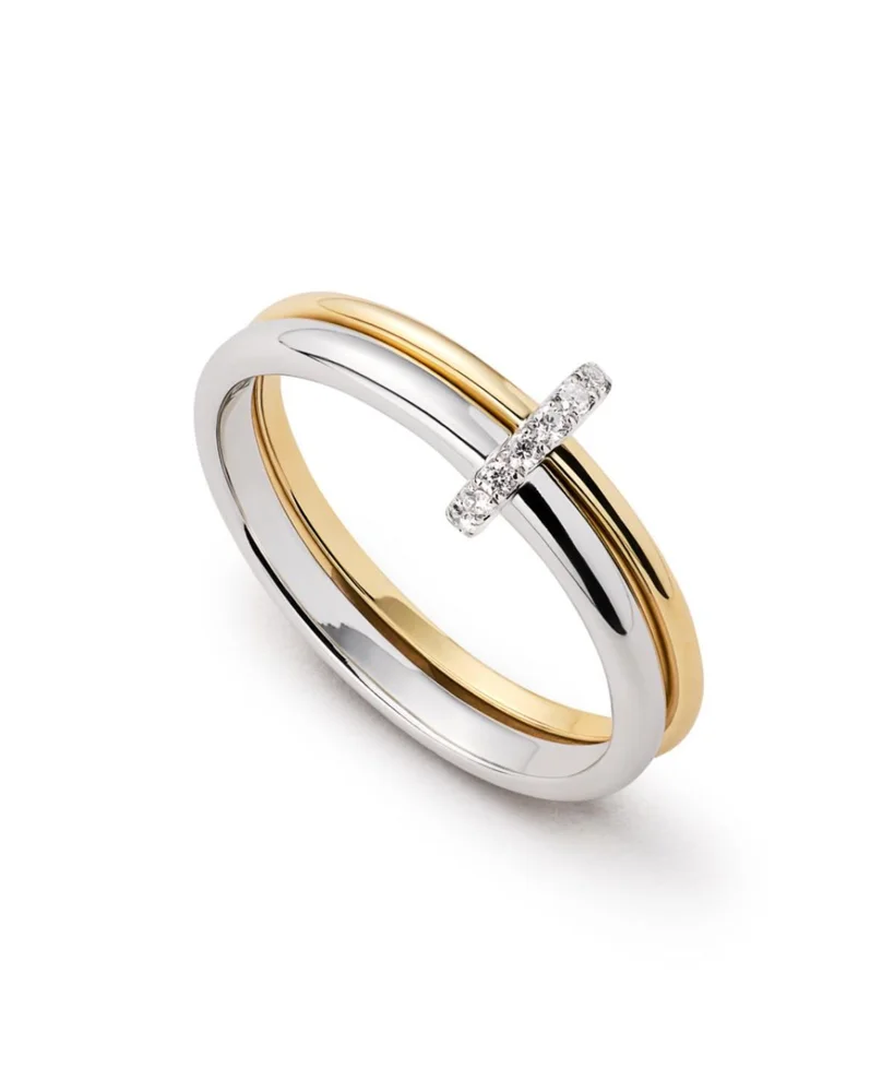 Solid Gold Two Tone Lab Grown Diamond Link Ring