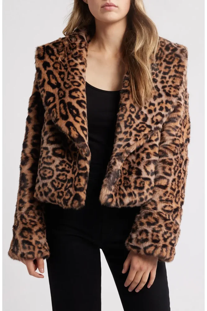 Liza Leopard Print Faux Fur Jacket