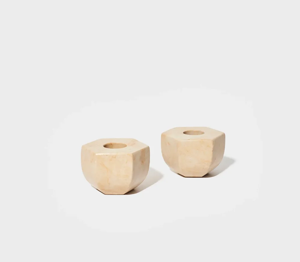 Marble Candle Holders in Sand