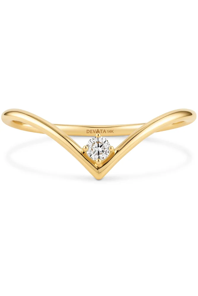 Chevron Round Lab Grown Diamond Ring in 14K Gold