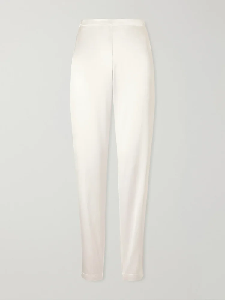 Rebecca Silk-Satin Straight-Leg Pants