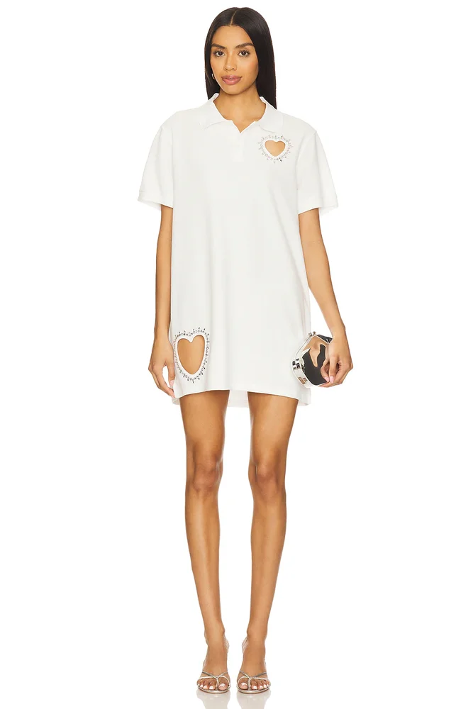 Crystal Heart Cutout Polo Dress