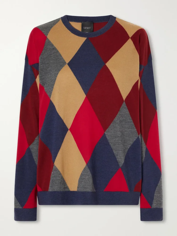 James argyle merino wool sweater
