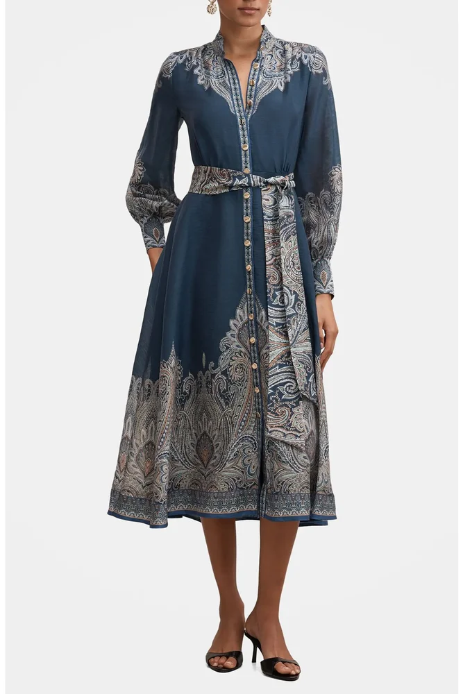 Lucena Print Long Sleeve Midi Dress