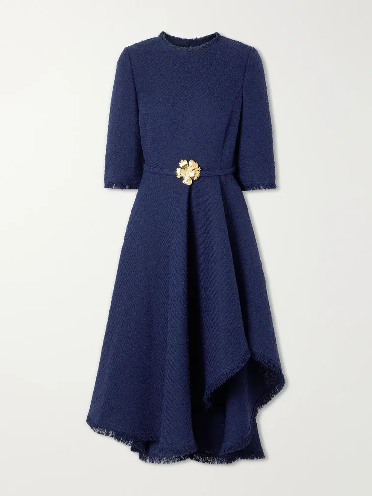 embellished tweed midi dress