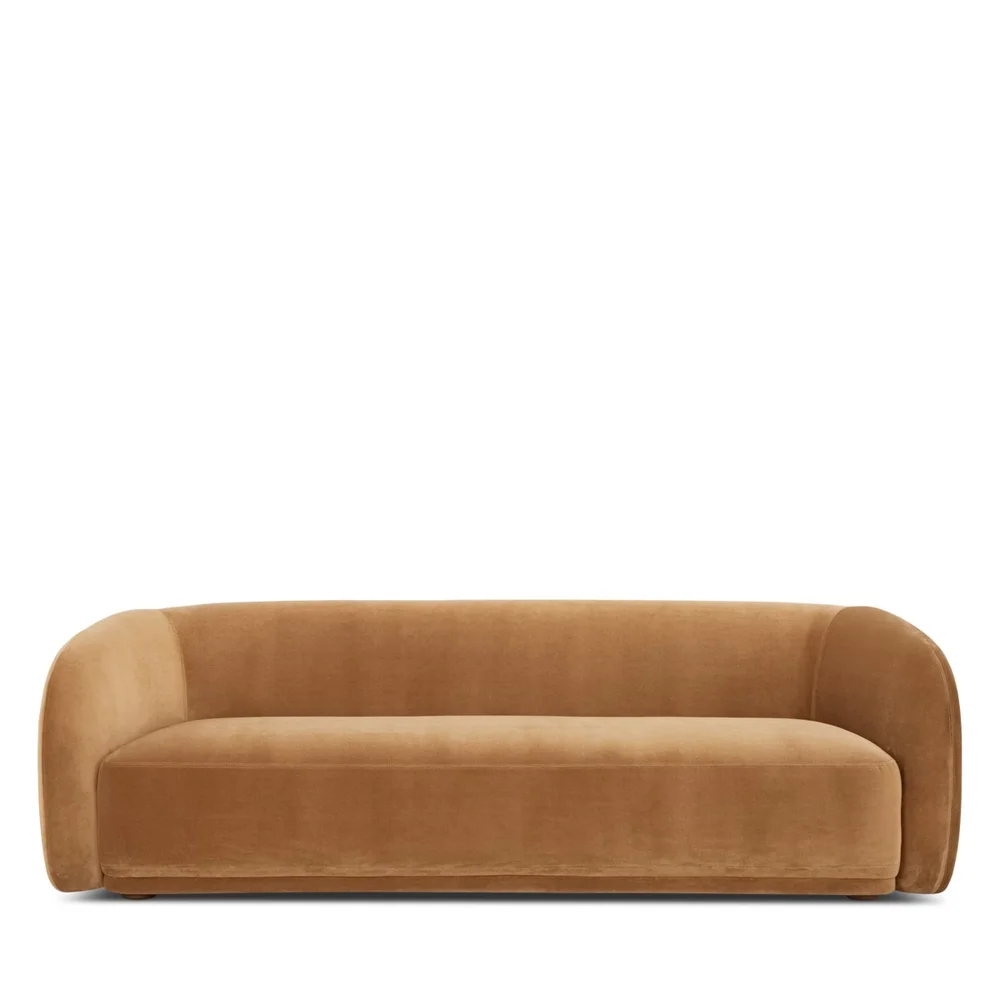 Faye Sofa, Tan Faux Mohair