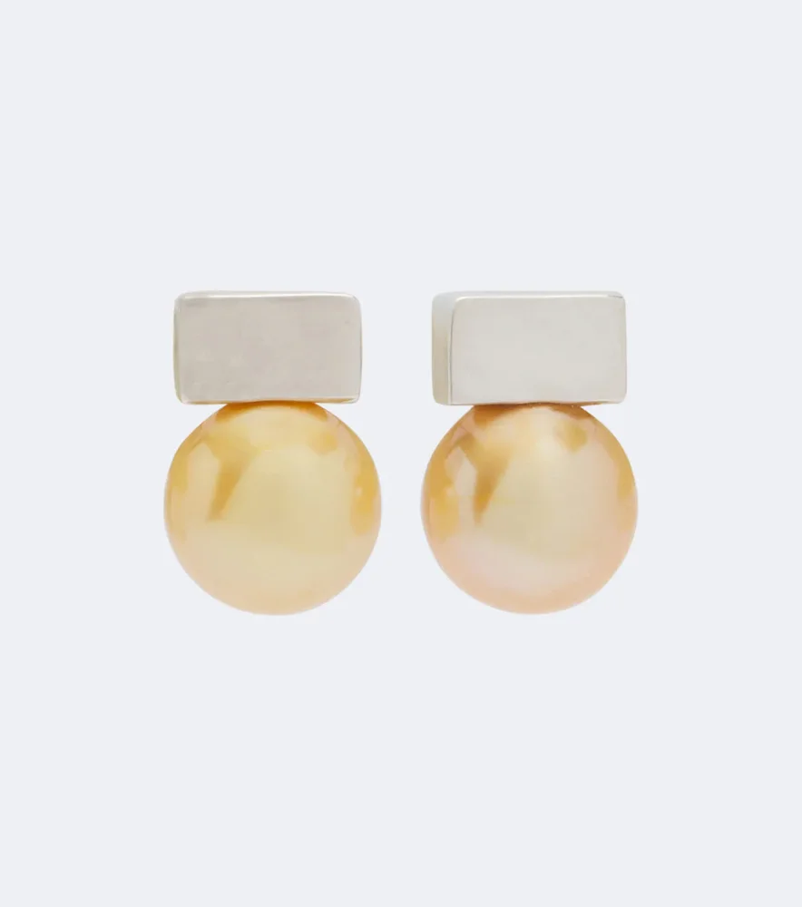 Pearl and sterling silver earrings