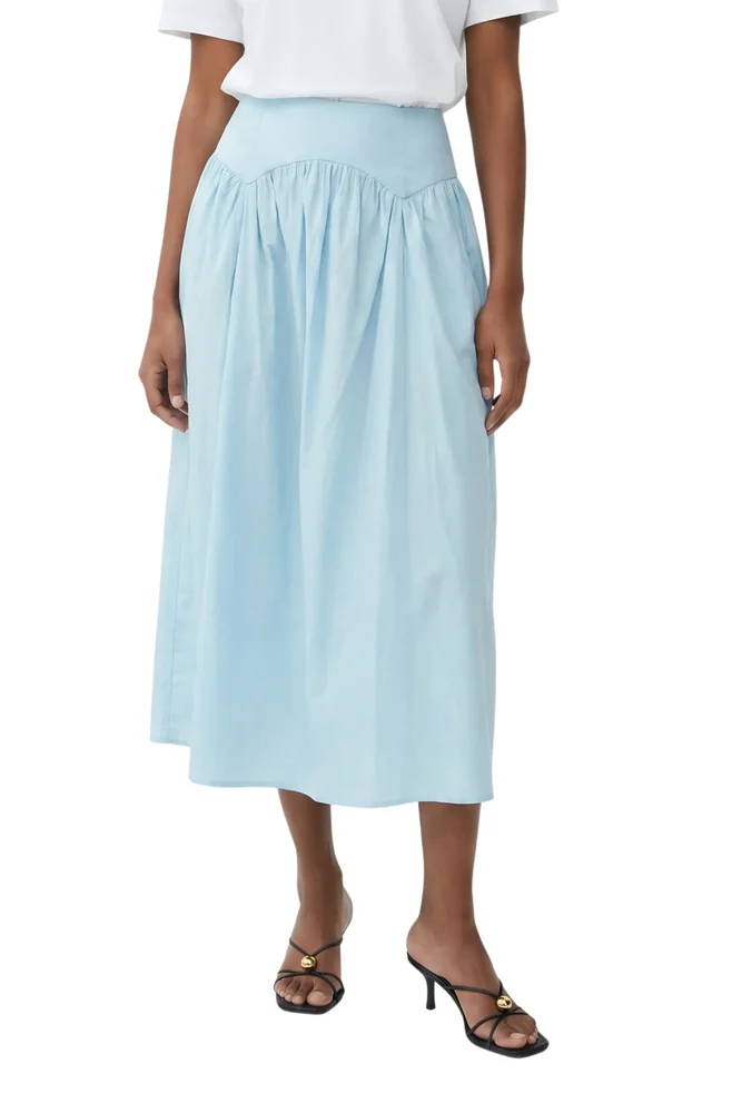 Maddy Drop Waist Stretch Cotton Midi Skirt