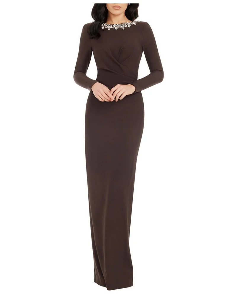 Anne Long Sleeve Jewel Neck Gown