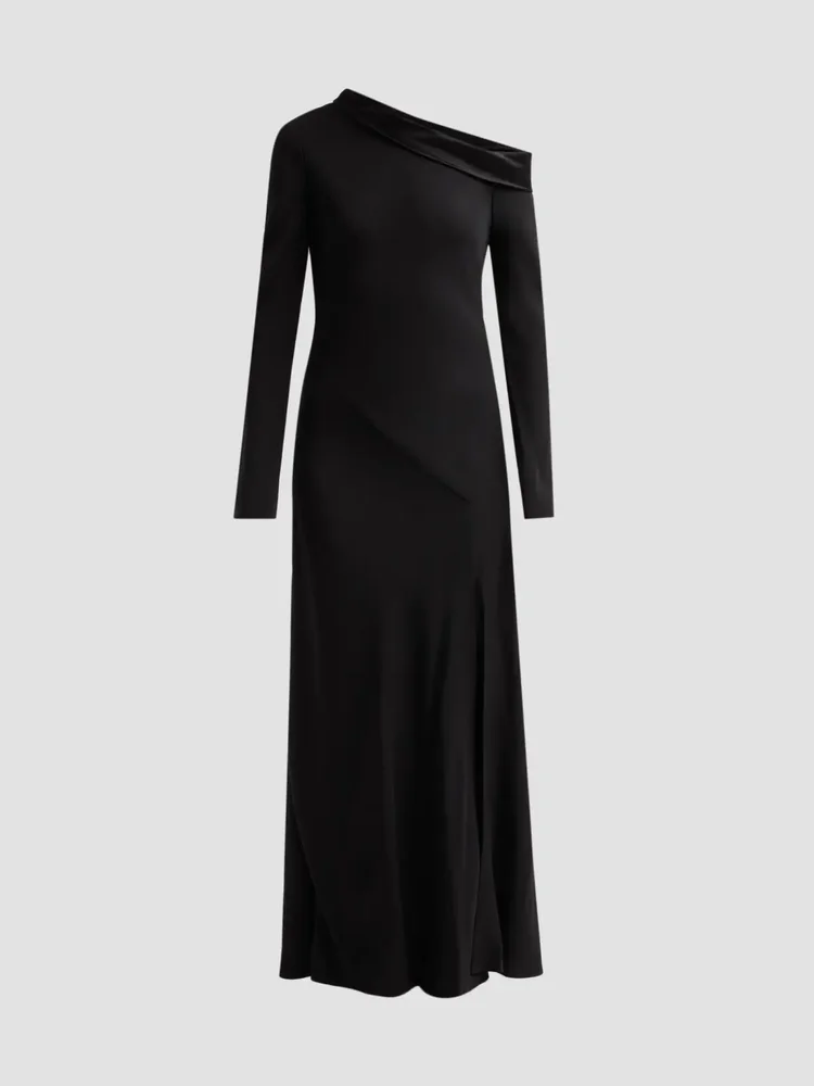 One-Shoulder Enver Satin Gown