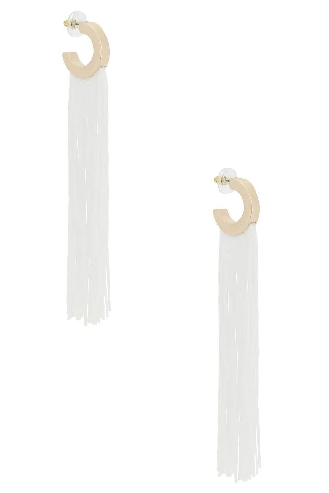 Long Flowing Tassels Hoop Earrings