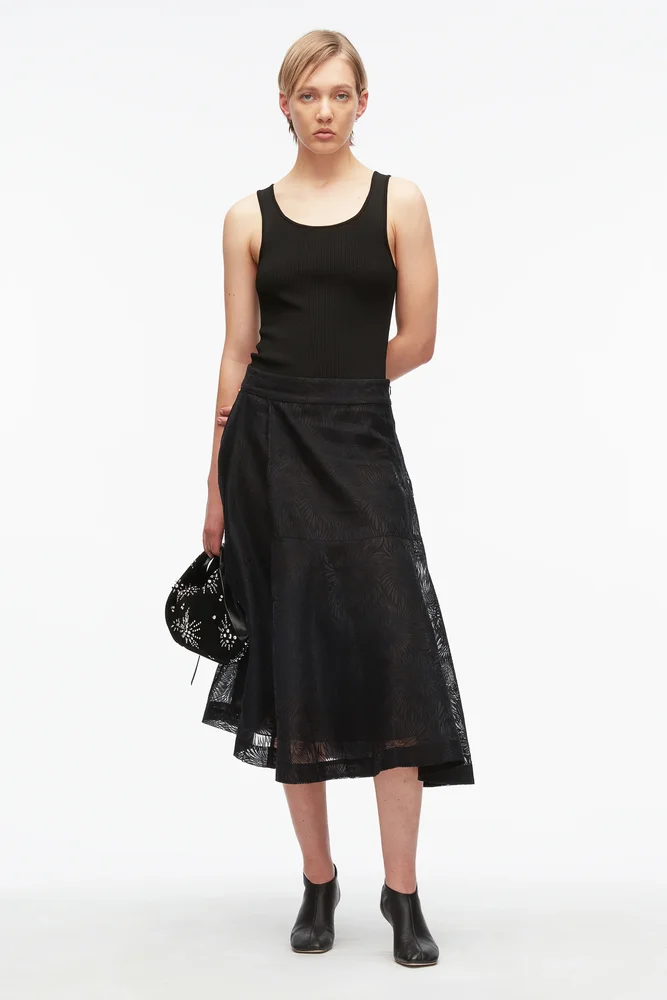 Floral Organza Midi Skirt