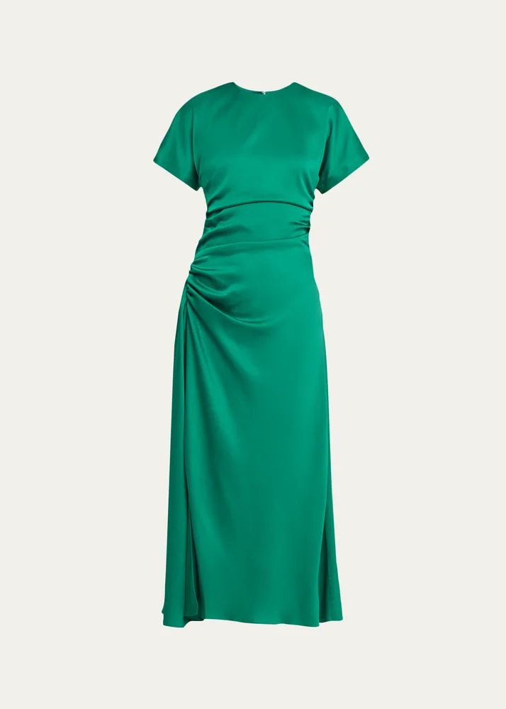 Marabella Ruched Satin Midi Dress