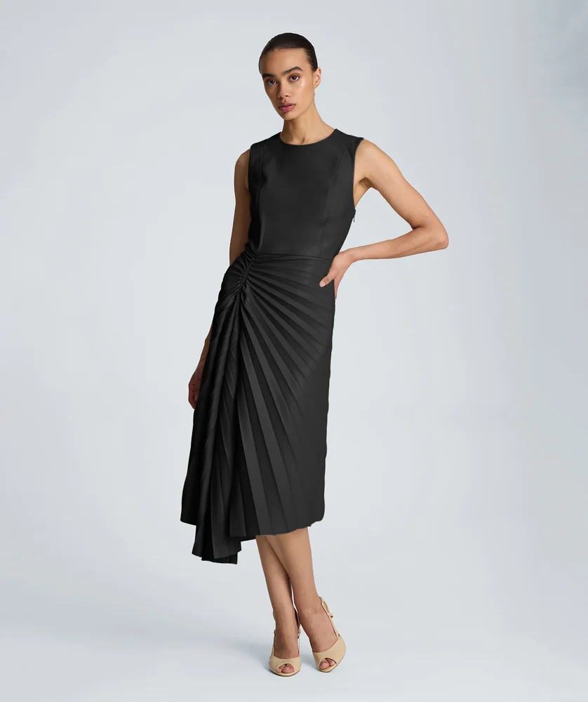 Sunburst Pleat Midi Dress