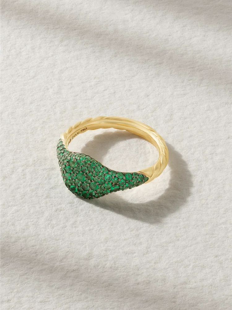 18-karat gold emerald pinky ring
