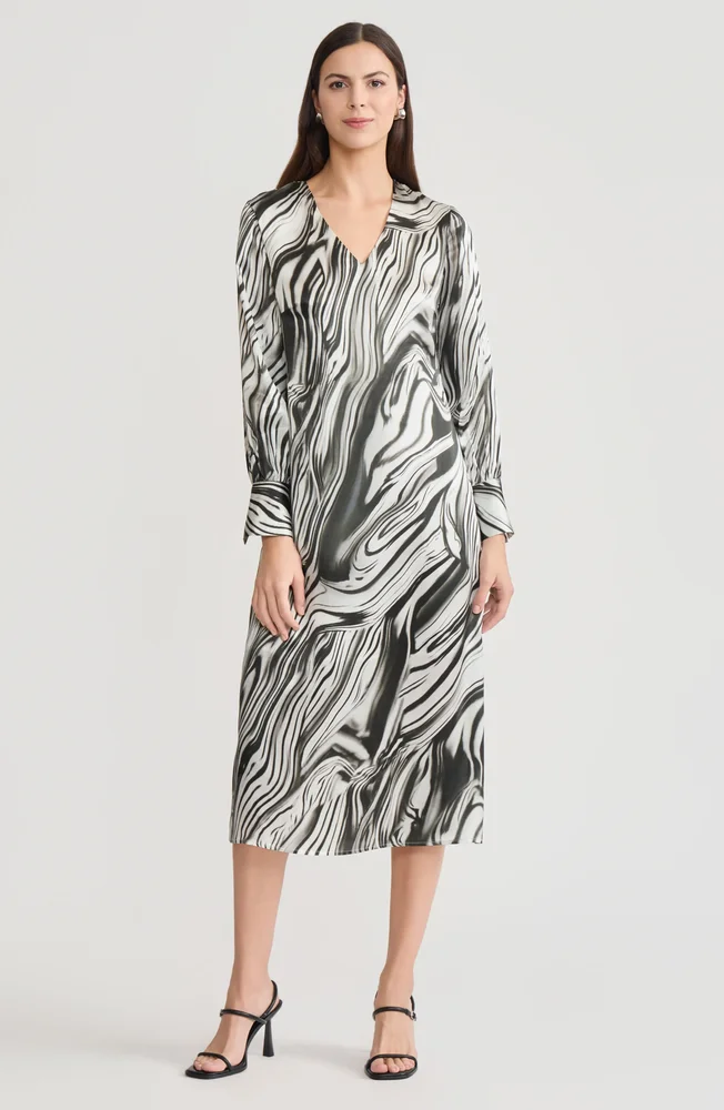 Marble Print Silk Maxi Dress