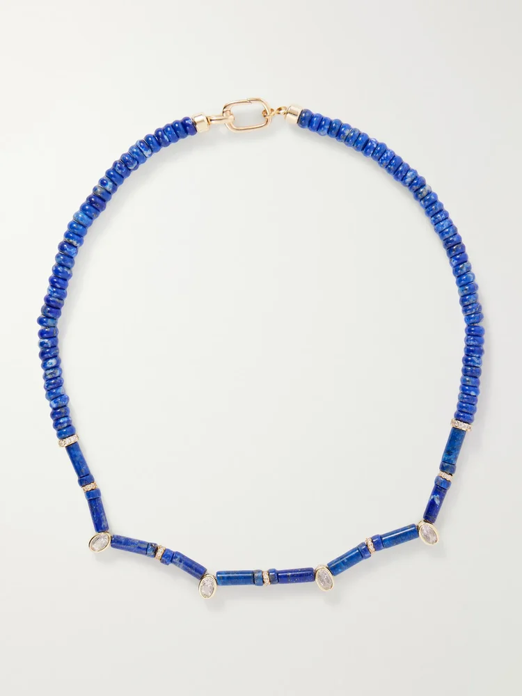 Lapis lazuli and crystals beaded necklace