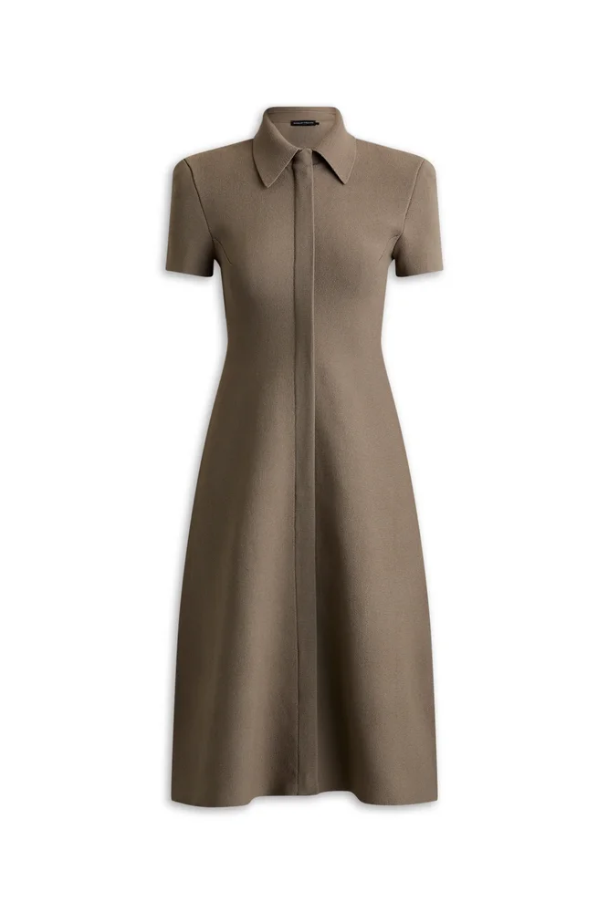 Crepe Knit Zip Dress, Army