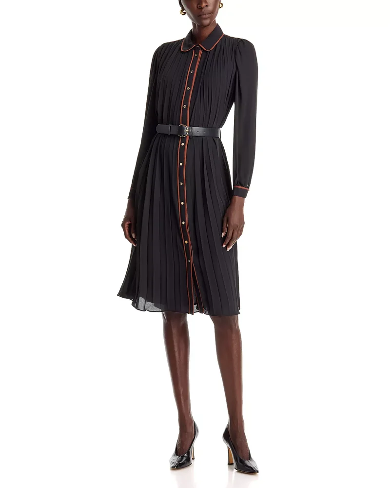Pleated Chiffon Shirtdress