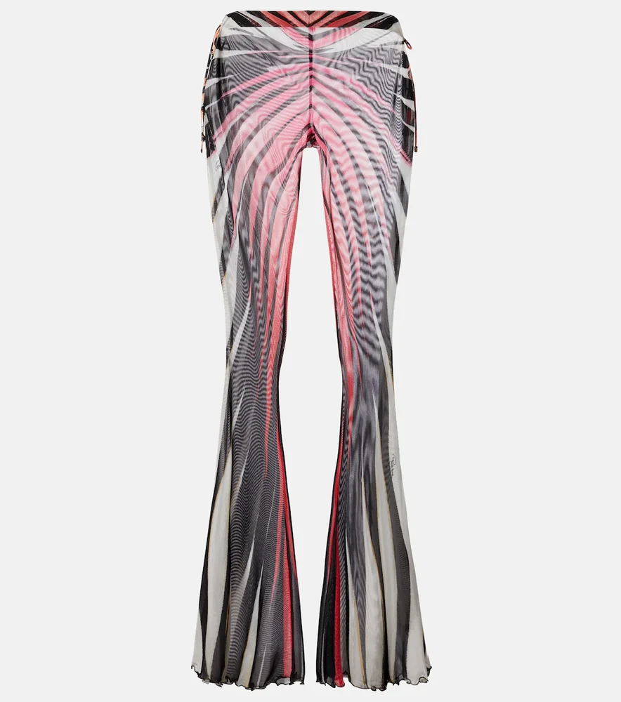 Printed sheer flared pants