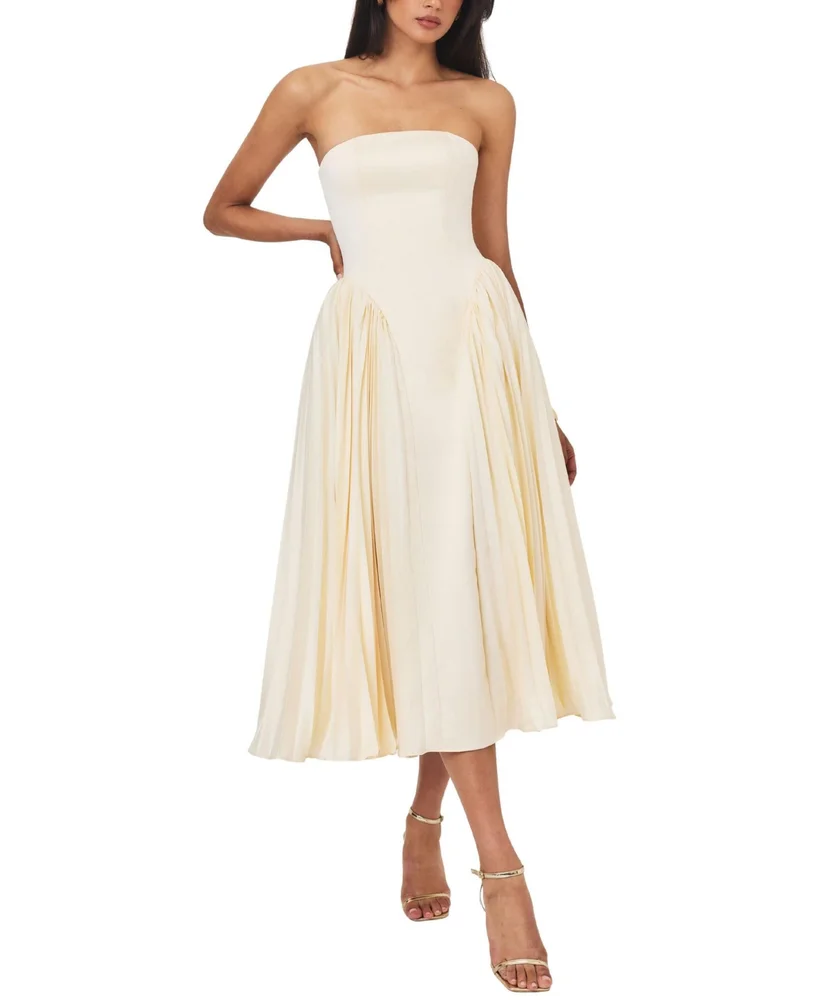 Marnie Pleated Satin Midi Dress
