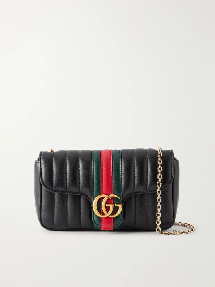Jetset GG Marmont web-trimmed quilted leather crossbody bag