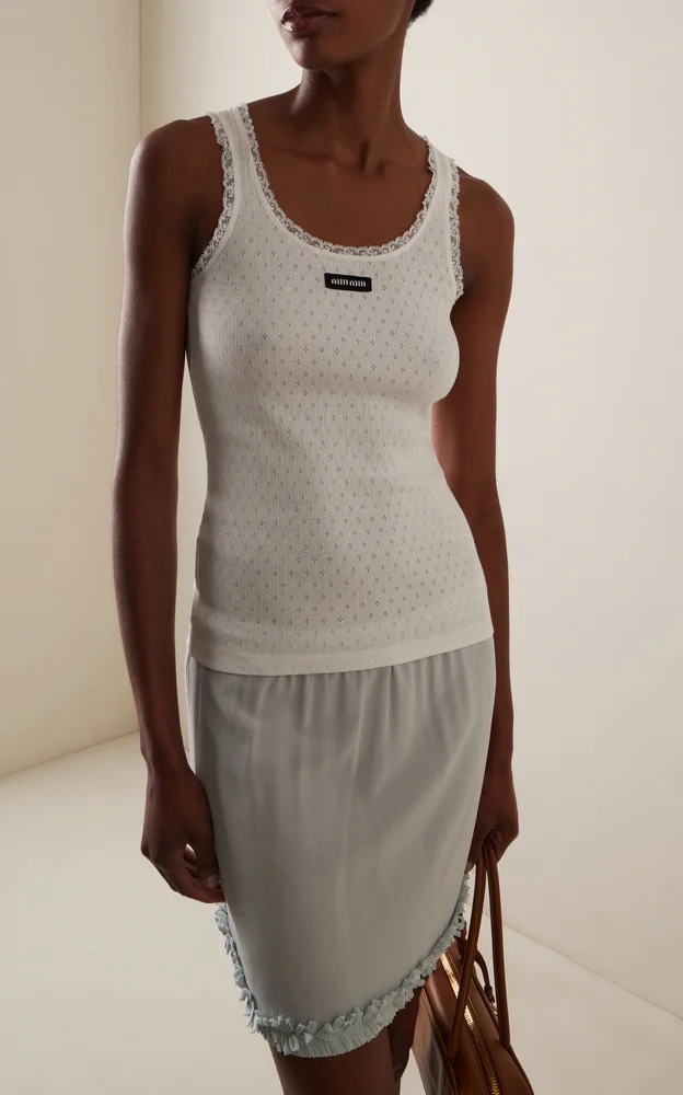 Pointelle Knitted Cotton Tank Top