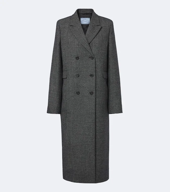 Checked virgin wool coat