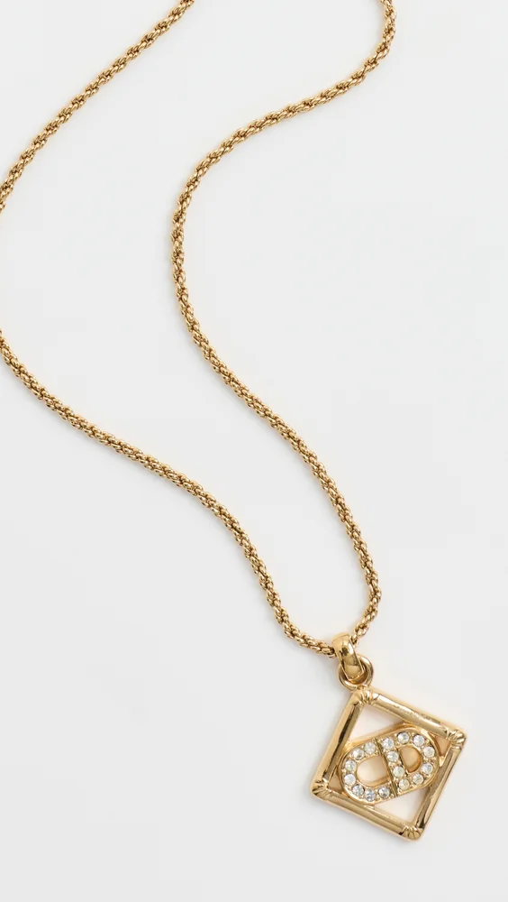 Dior Gold Crystal CD Necklace