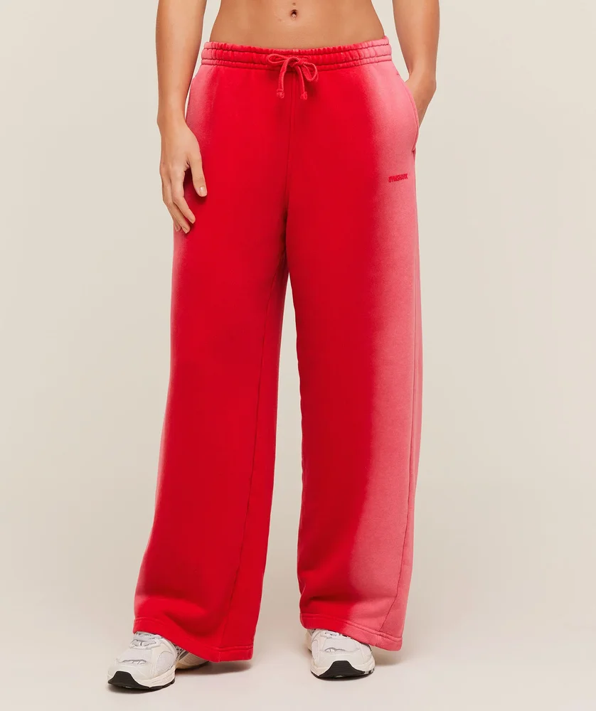 Gymshark Pump Washed Straight Leg Joggers - Carmine Red/Soft White