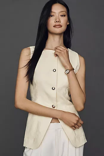 Maeve Linen Blend Cutaway Vest