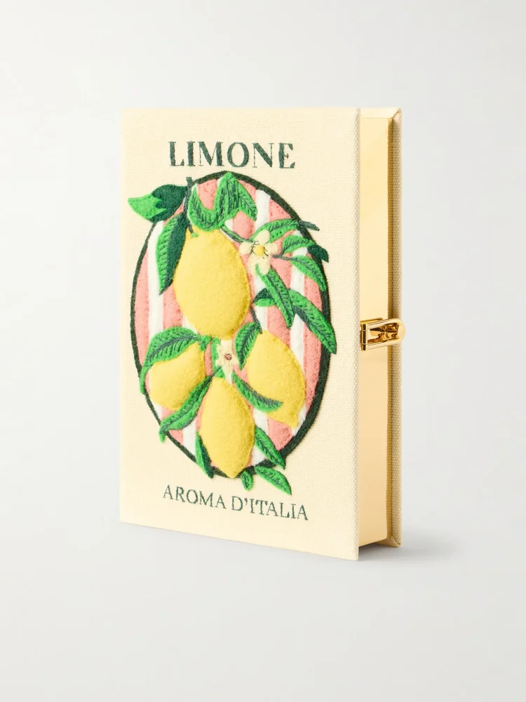 Aroma d'Italia appliquéd embroidered canvas clutch