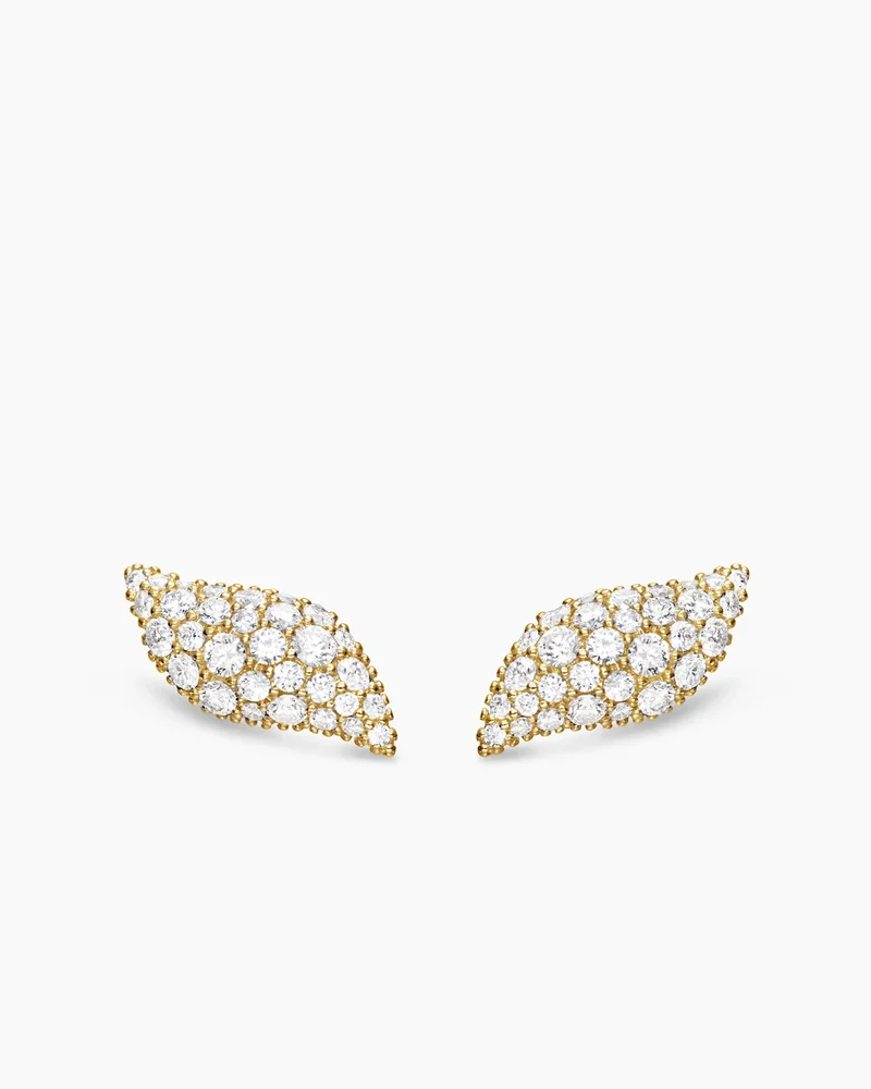 Petite Pave Flute Stud Earrings 10.6mm