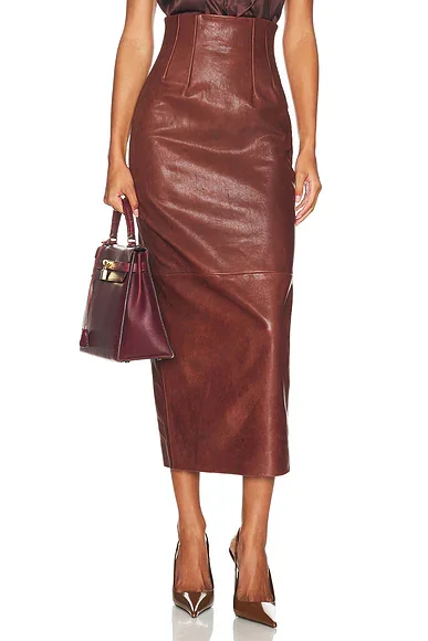 The Svelte Leather Midi Skirt
