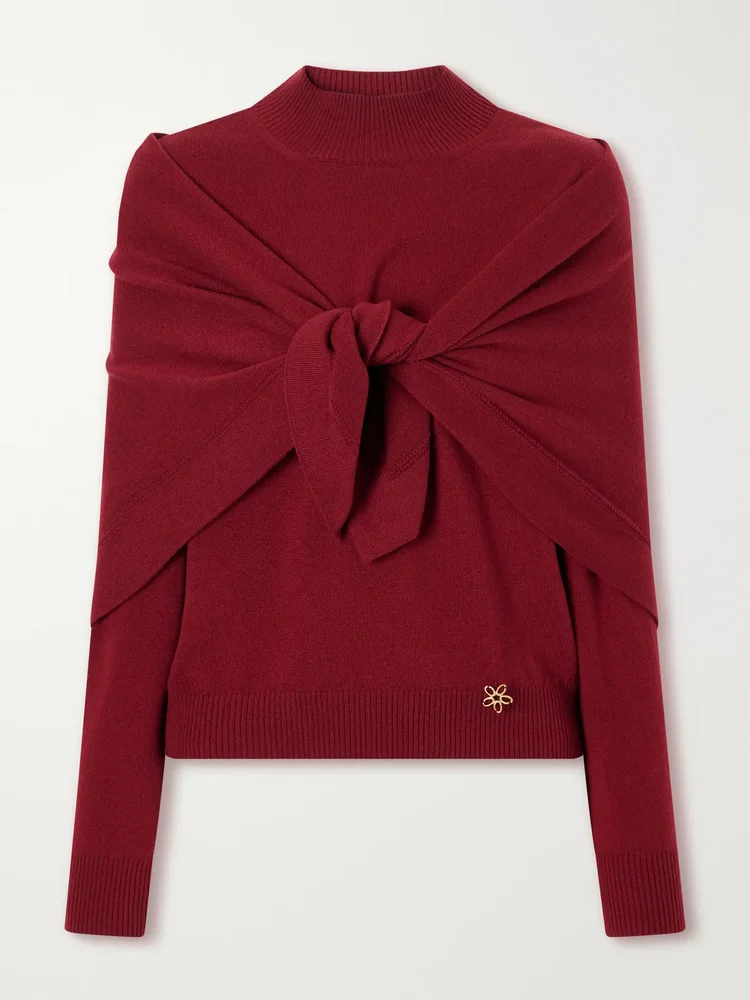 Scarf-detailed cashmere sweater