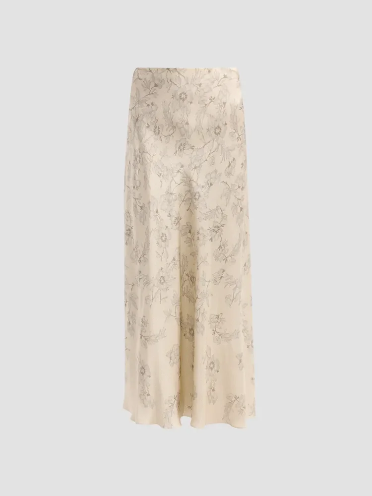 Floral Satin Maxi Skirt