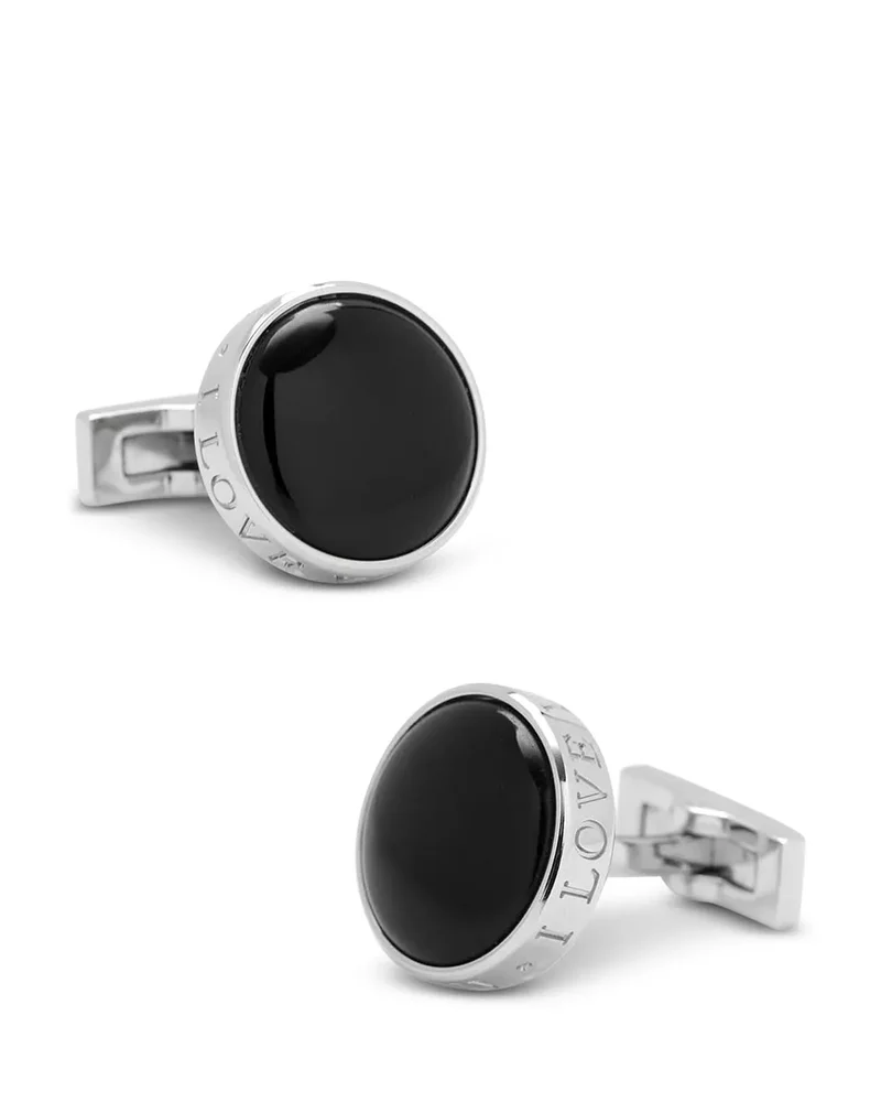 Onyx I Love You Stainless Steel Cufflinks