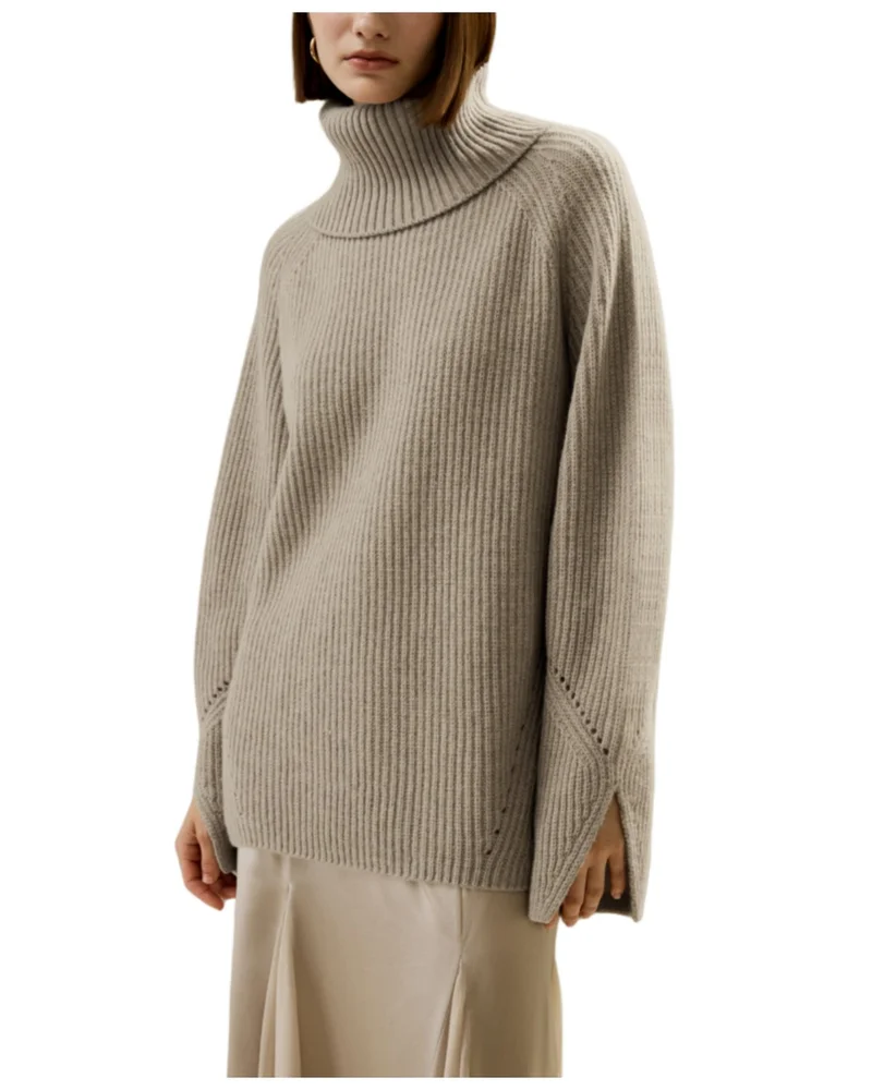 LILYSILK Women's Oversized Merino Wool Sweater with Slit Sleeves