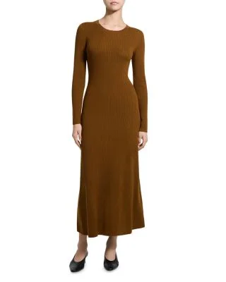 Regal Merino Wool Ribbed Maxi Sweater Dress
