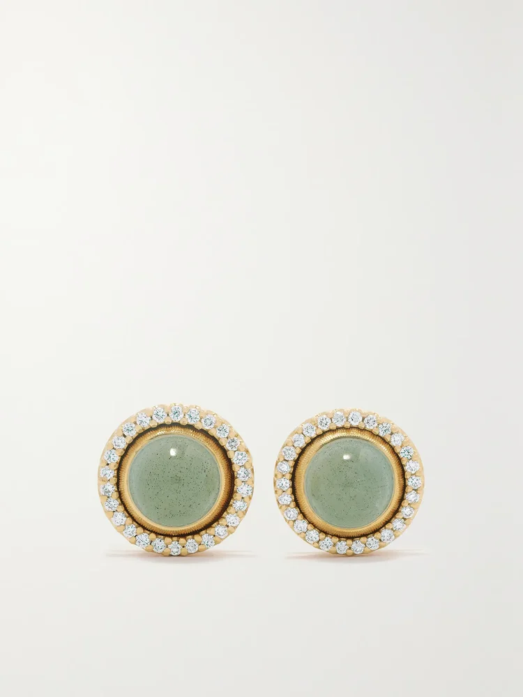 Lotus 18-karat gold, aquamarine and diamond earrings