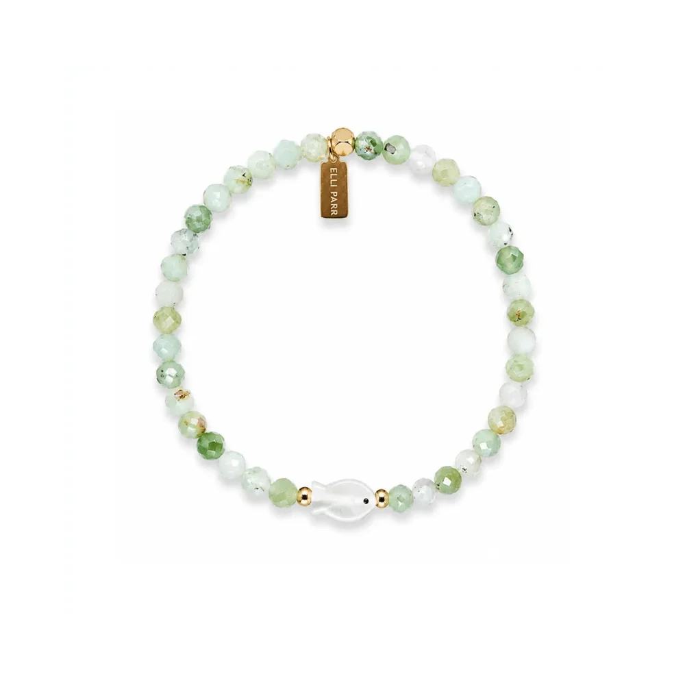 Green Chrysoprase Fish Charm Beaded Bracelet