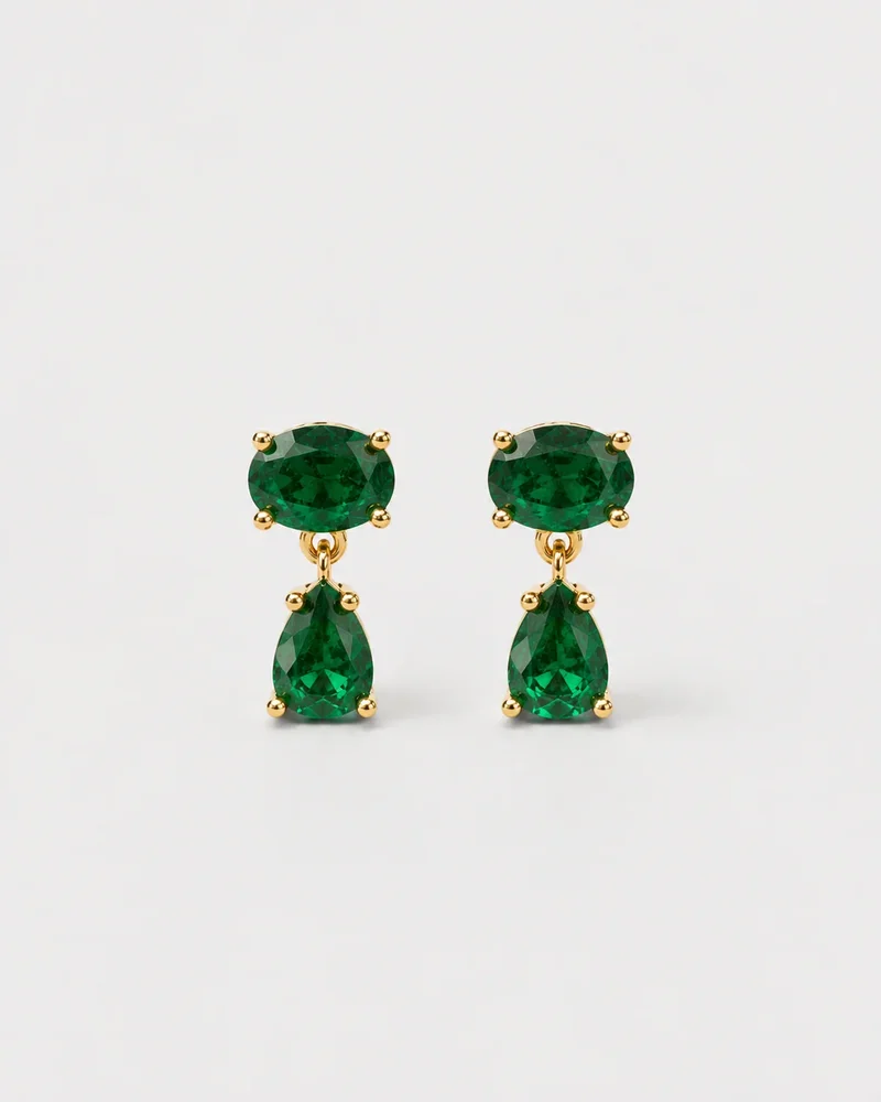 Bezel Drop Emerald Earring