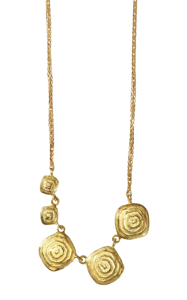 18k Yellow Gold Deco Pyramide Necklace