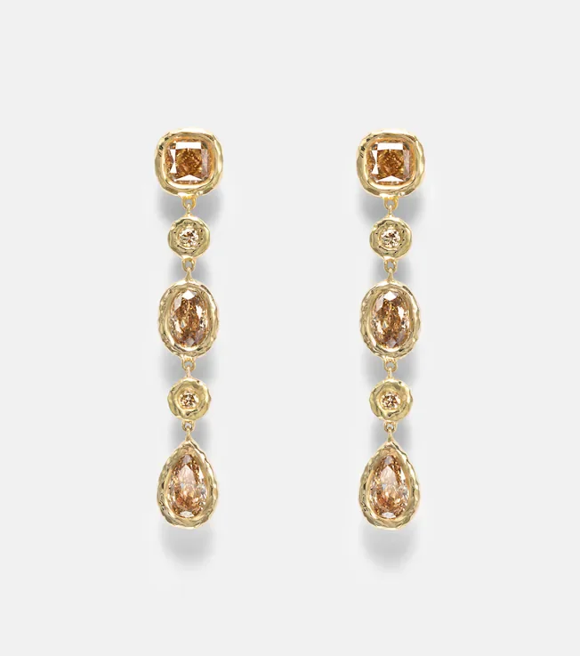 Nesting Gem 18kt gold drop earrings with diamonds