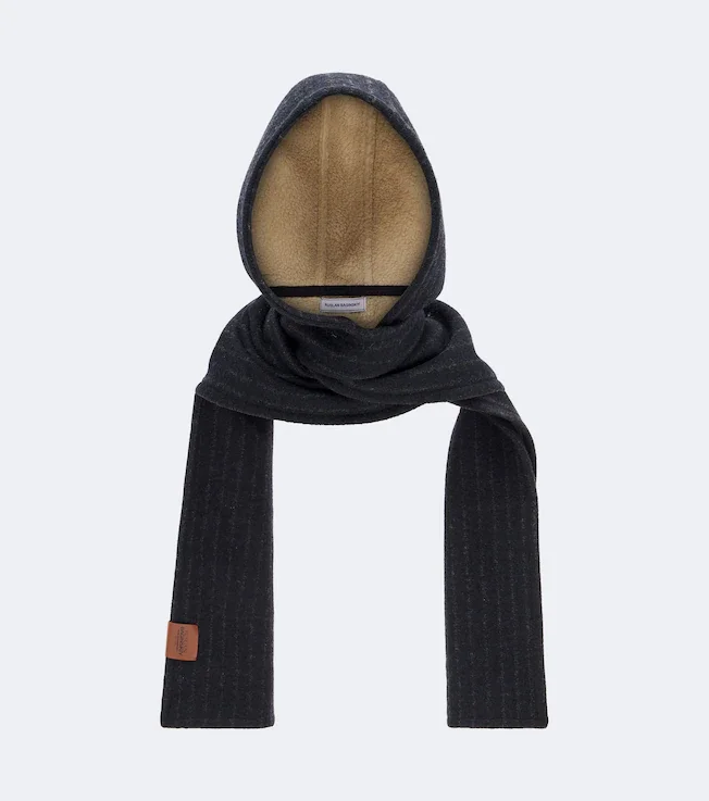 Striped wool-blend hood