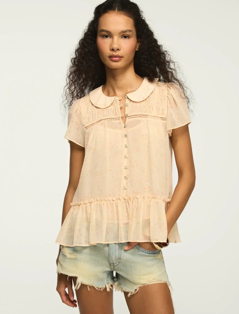 Lucky Brand ruched henley swing top