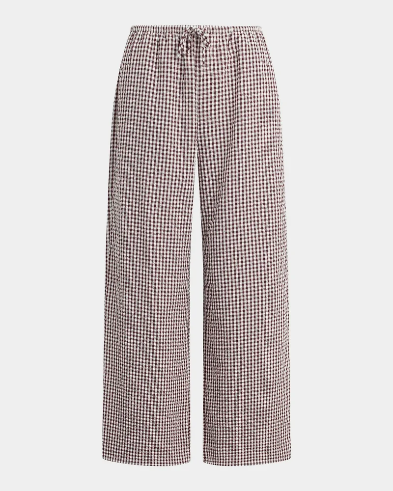The Brynn Gingham Cotton-Blend Wide-Leg Ankle Pants
