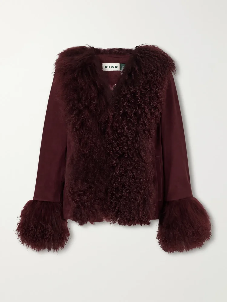 Shearling-trimmed suede jacket