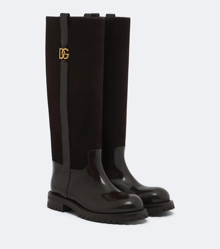DG leather and suede knee-high boots